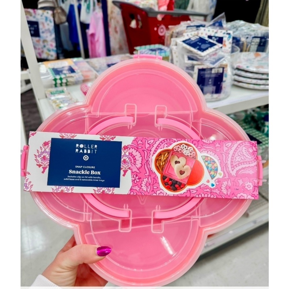 Roller Rabbit x Target Snackle Box Pink Orange Clover Food Storage Bento New